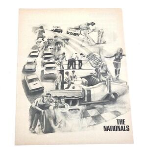 Vintage Hot Rod Nationals Pencil Black & White Print Ad 9/70 Car Craft Magazine
